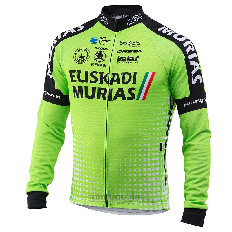 2018 Fahrradbekleidung Euskadi Murias Grun Trikot Langarm und Tragerhose